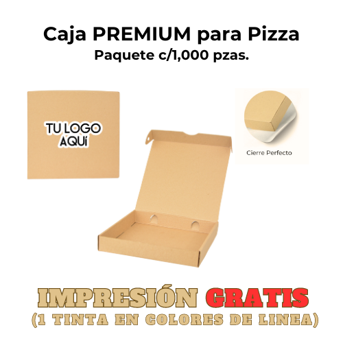 Paquete 1,000 pzas. Caja PREMIUN para Pizza Kraft IMPRESA