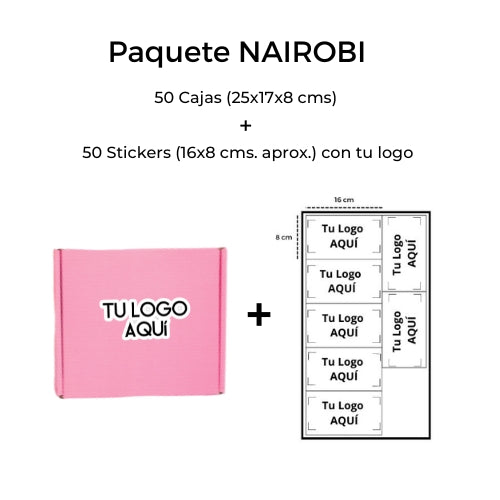 50 cajas NAIROBI 25x17x8 con tu logo